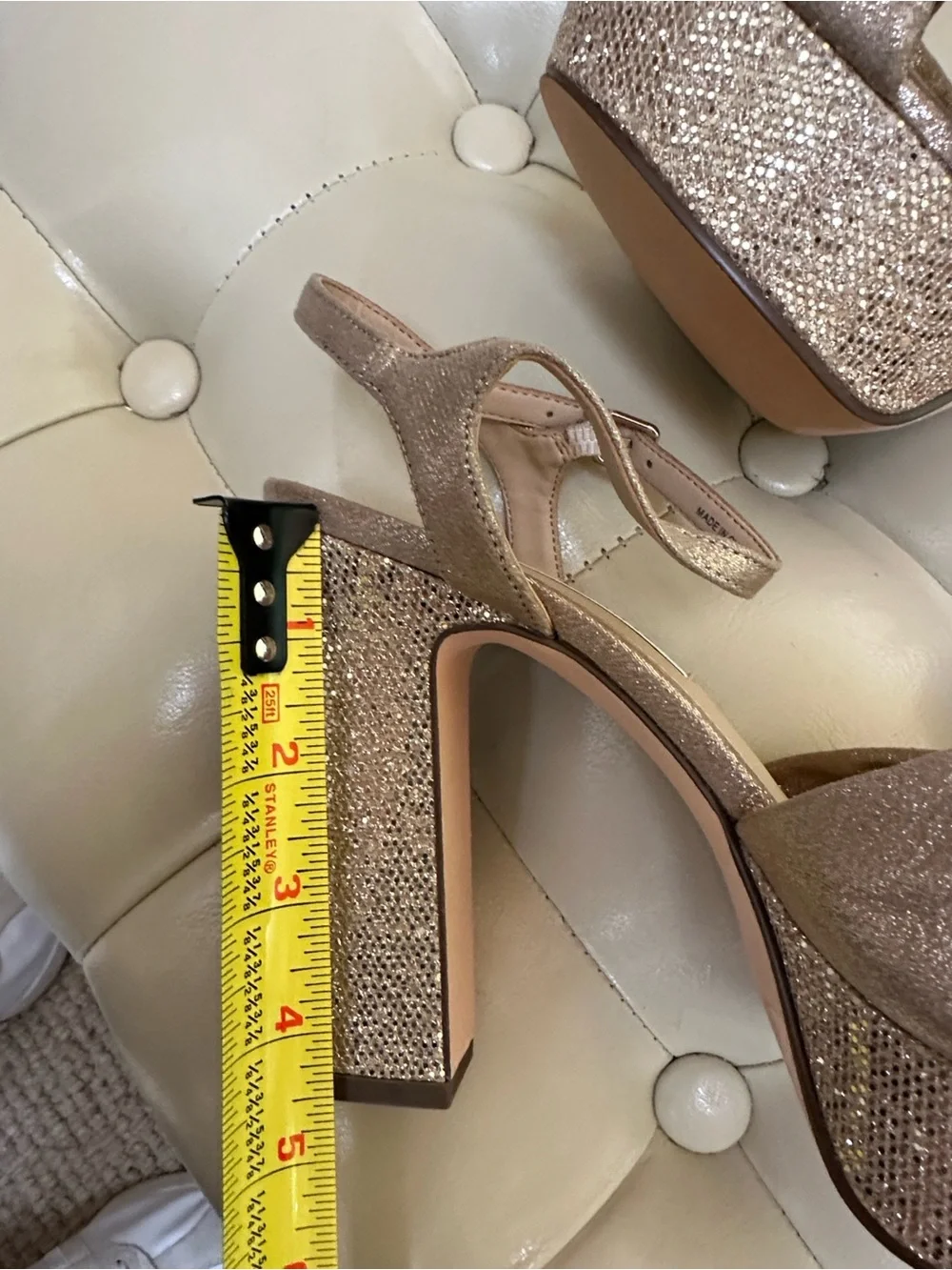 NEW Nina Gold Bling Platform Heeled Sandals, sz 8